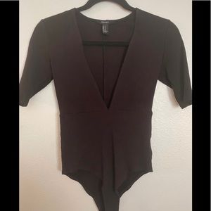 Deep V neckline bodysuit